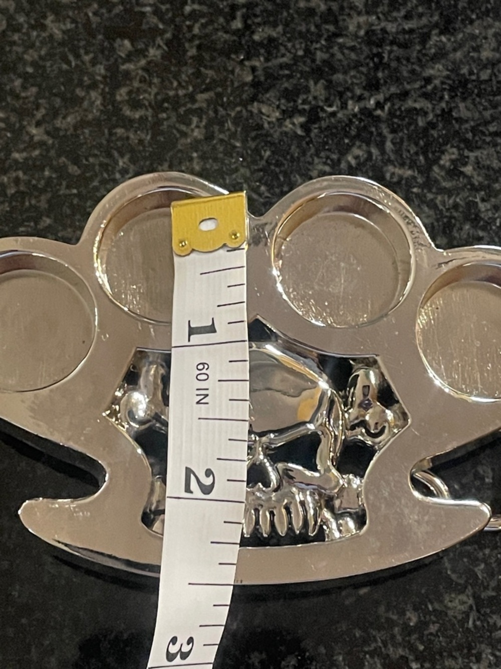 Silver Skull Knuckle Duster Belt Buckle - Picture 5 of 5